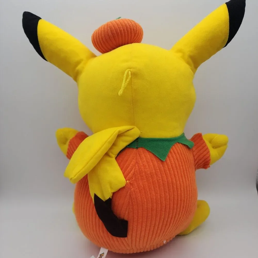 Pikachu Pokemon Halloween Pumpkin Plush 16” Red Cheeks Jack-O-Lantern Toy 2022